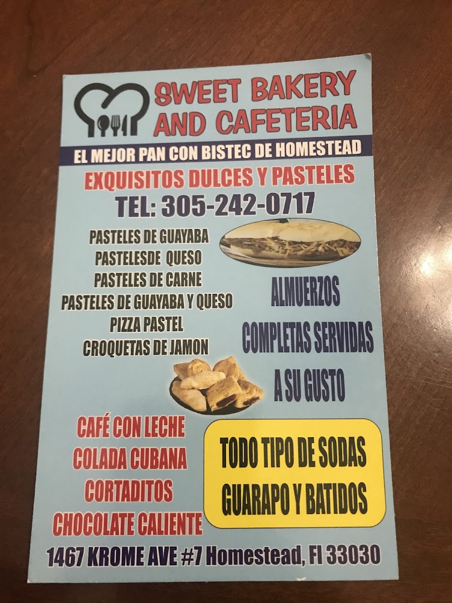 Sweet Bakery Cafeteria Menu - Image 1